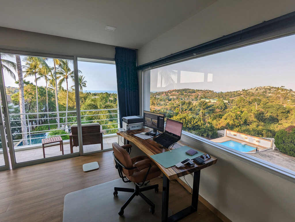 Deluxe townhouse master bedroom - desk with a view